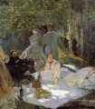 Déjeuner sur le panneau du centre de l’herbe Claude Monet